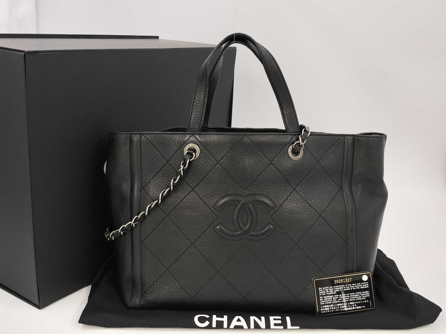 CHANEL 26261327 Calfskin Chain Tote 2-Way Tote Bag, No. 26