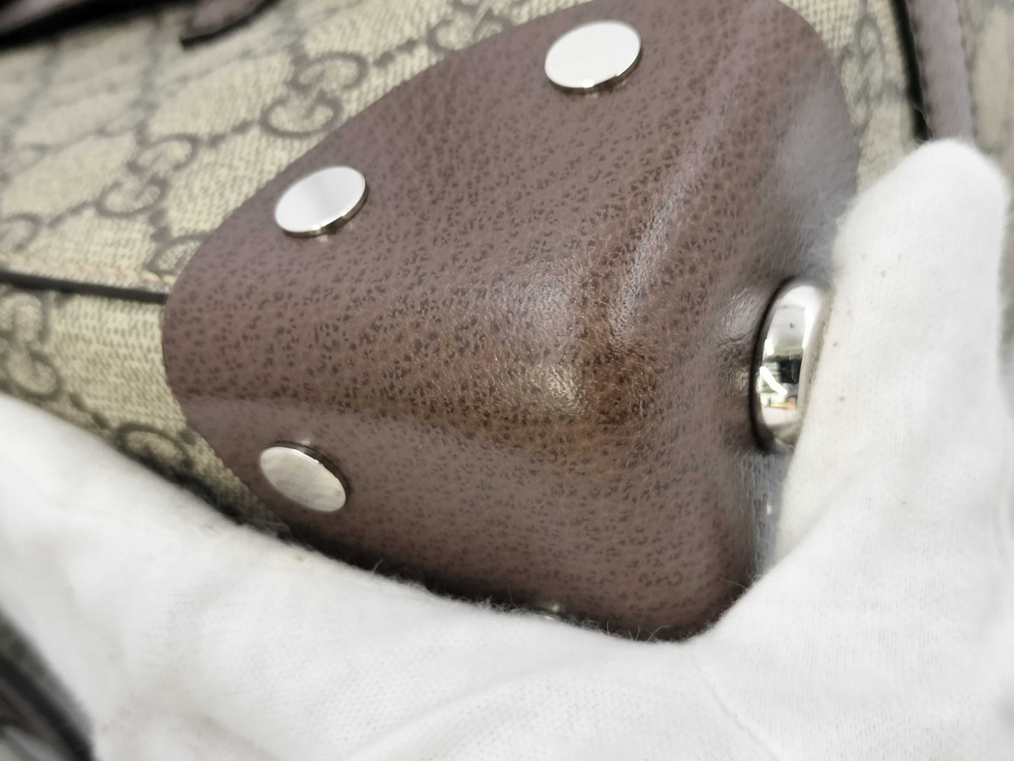 GUCCI GG Supreme GG Tote with Leather Details 643814 Handbag