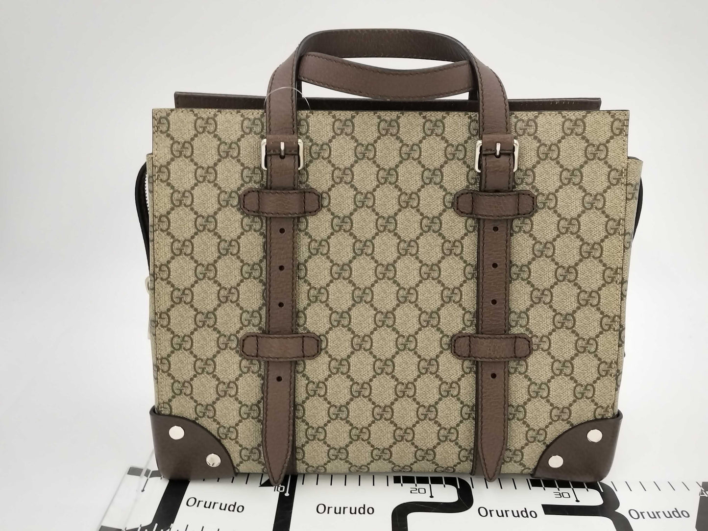 GUCCI GG Supreme GG Tote with Leather Details 643814 Handbag