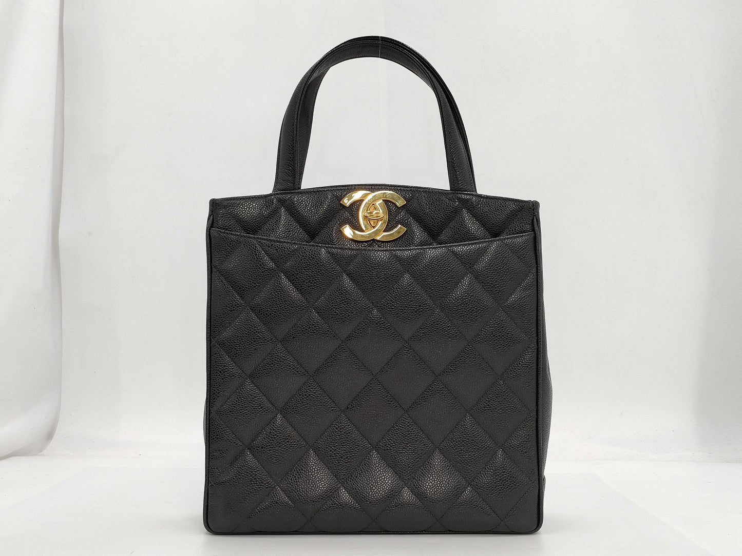 CHANEL Caviar Skin Matelasse Deca Coco Tote Turnlock Handbag