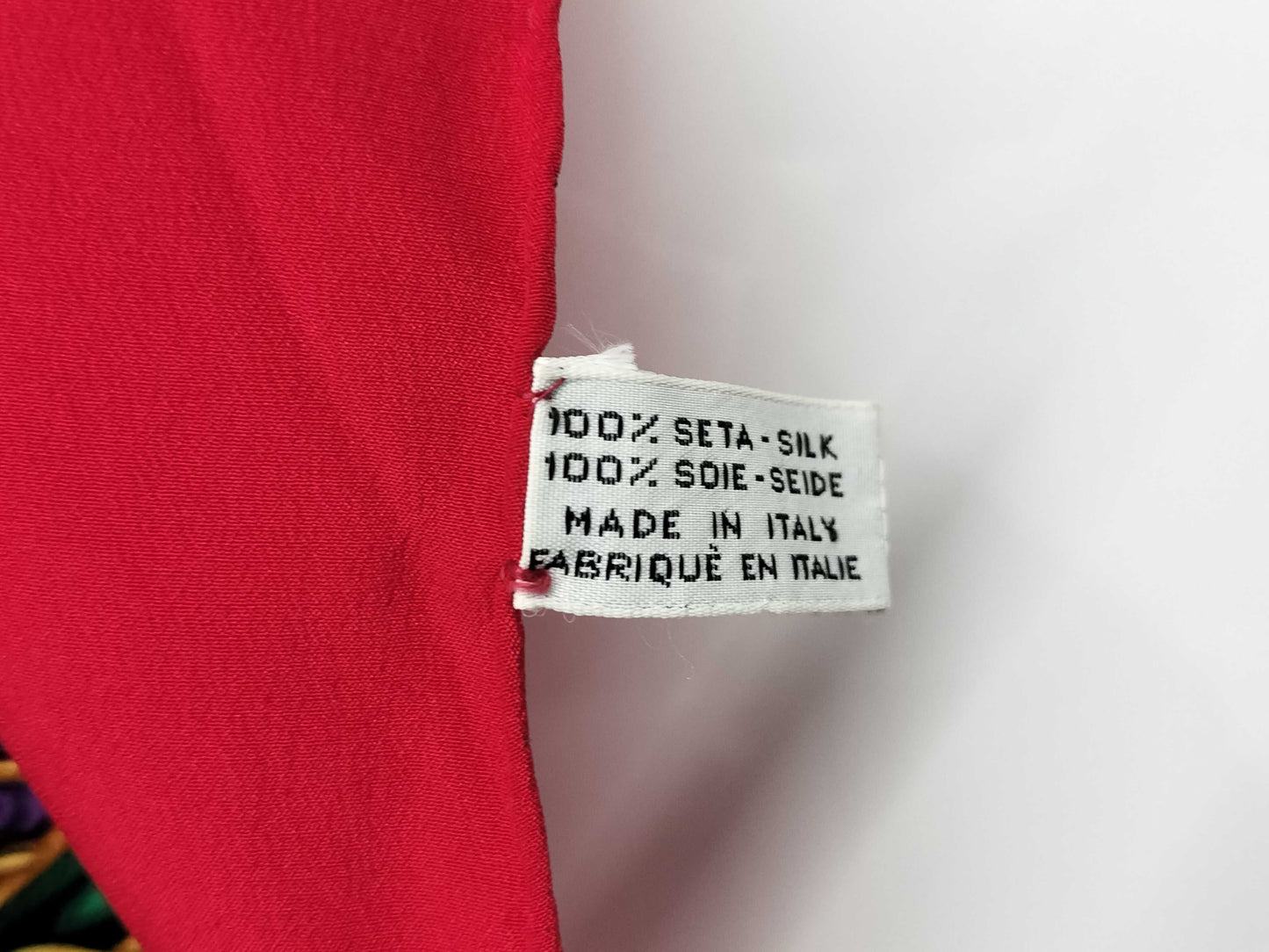 CHANEL floral motif red scarf