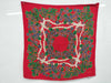 CHANEL floral motif red scarf