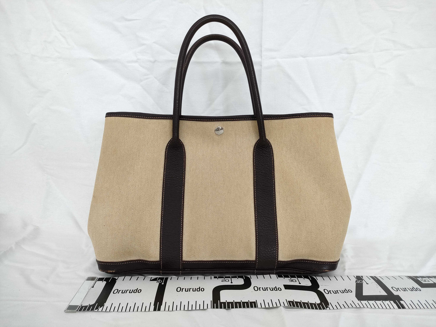 HERMES Garden Party Toile H x Buffle 2004 Tote Bag