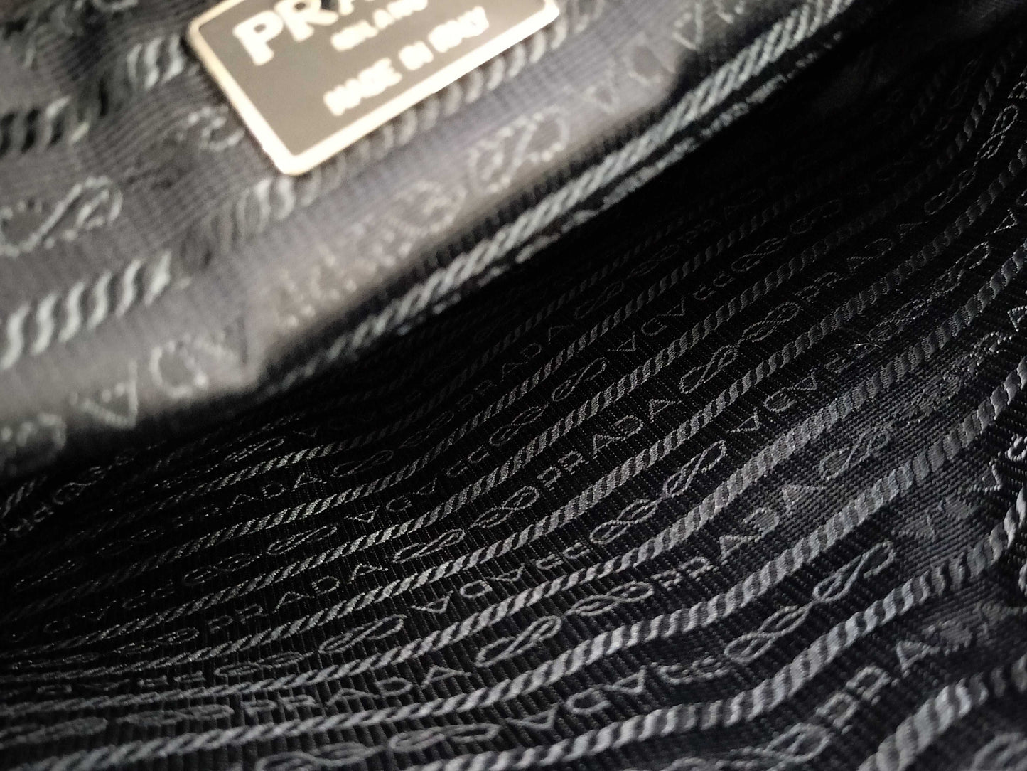 PRADA nylon handbag/black/with sticker/handbag