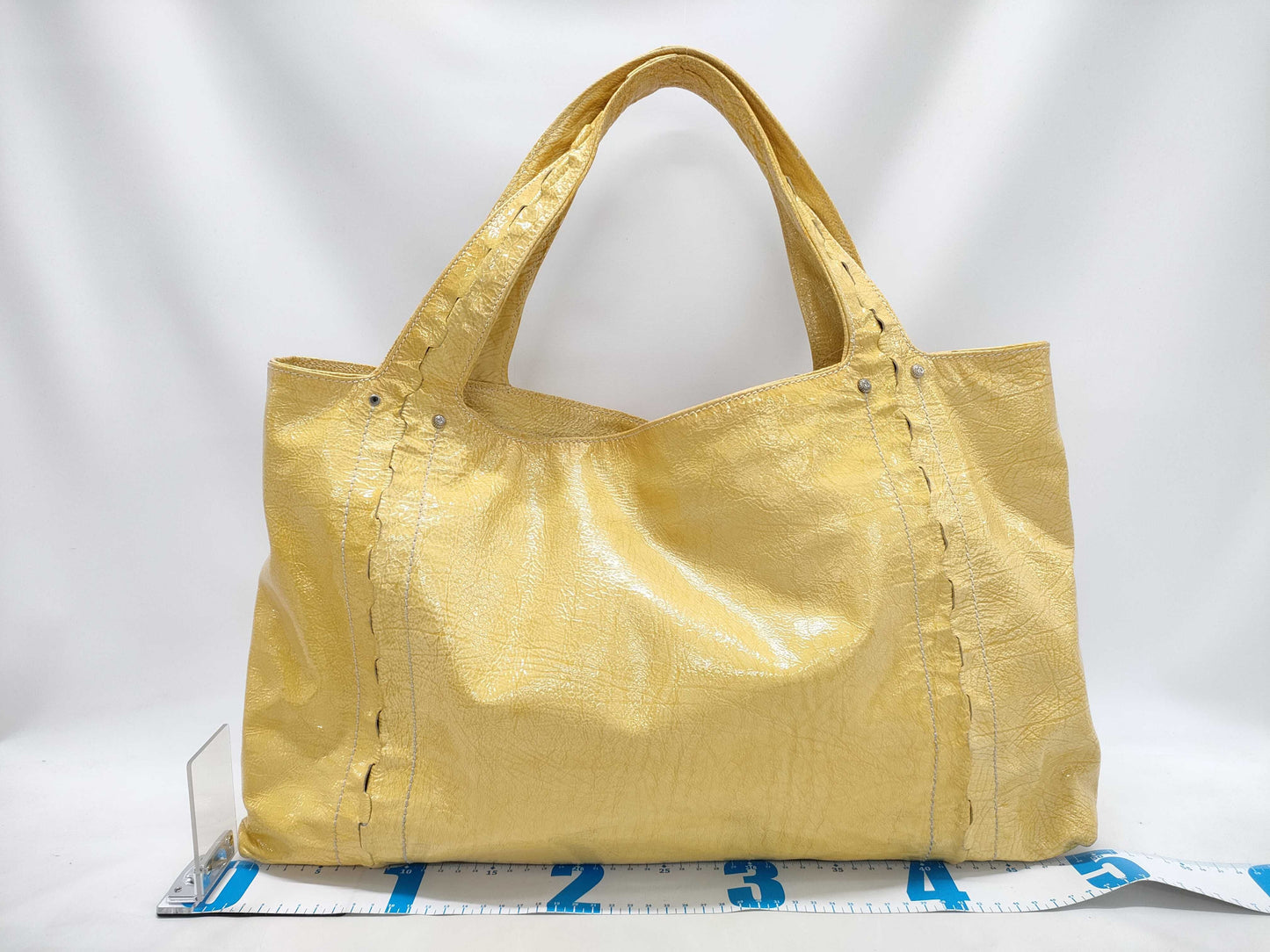 Salvatore Ferragamo Yellow Patent Handbag Tote Bag