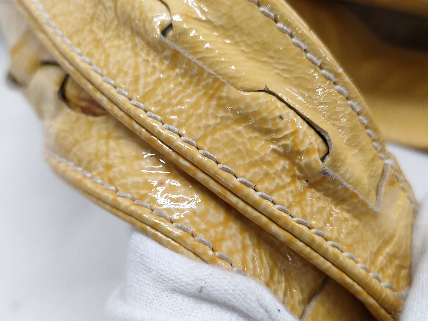 Salvatore Ferragamo Yellow Patent Handbag Tote Bag