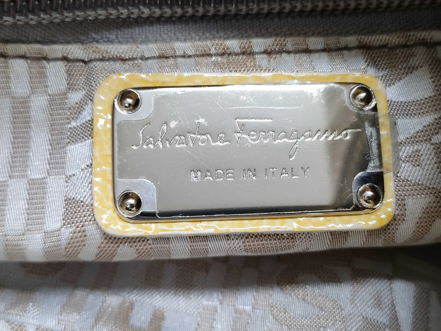 Salvatore Ferragamo Yellow Patent Handbag Tote Bag