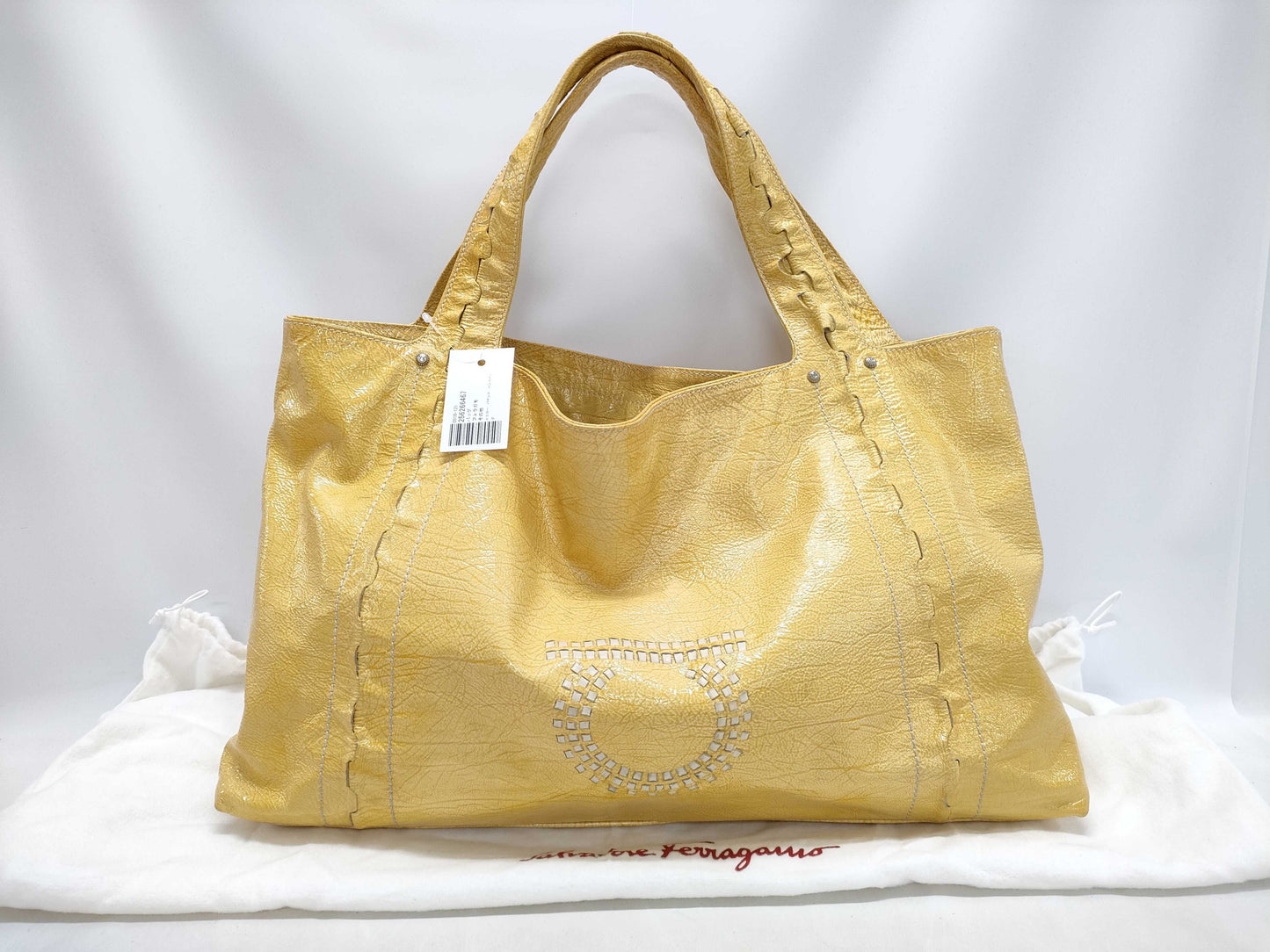 Salvatore Ferragamo Yellow Patent Handbag Tote Bag