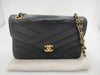 CHANEL Lambskin V-Stitch V-Flap Shoulder Bag