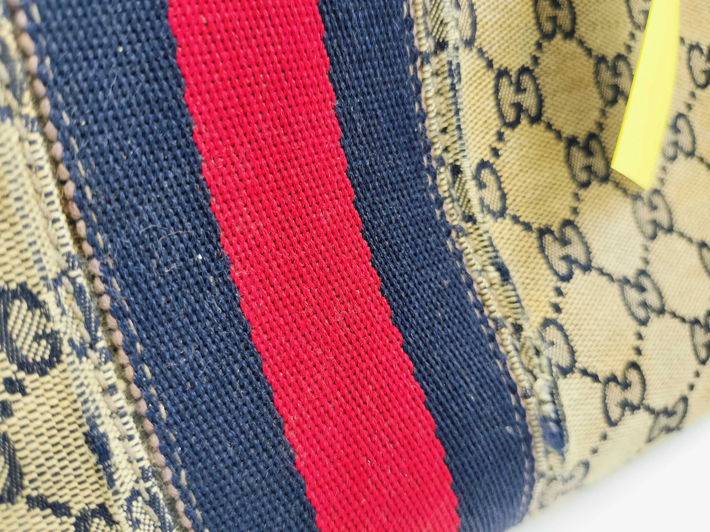 GUCCI GG Canvas Sherry Line Handbag, Old Gucci Handbag with Large Stain