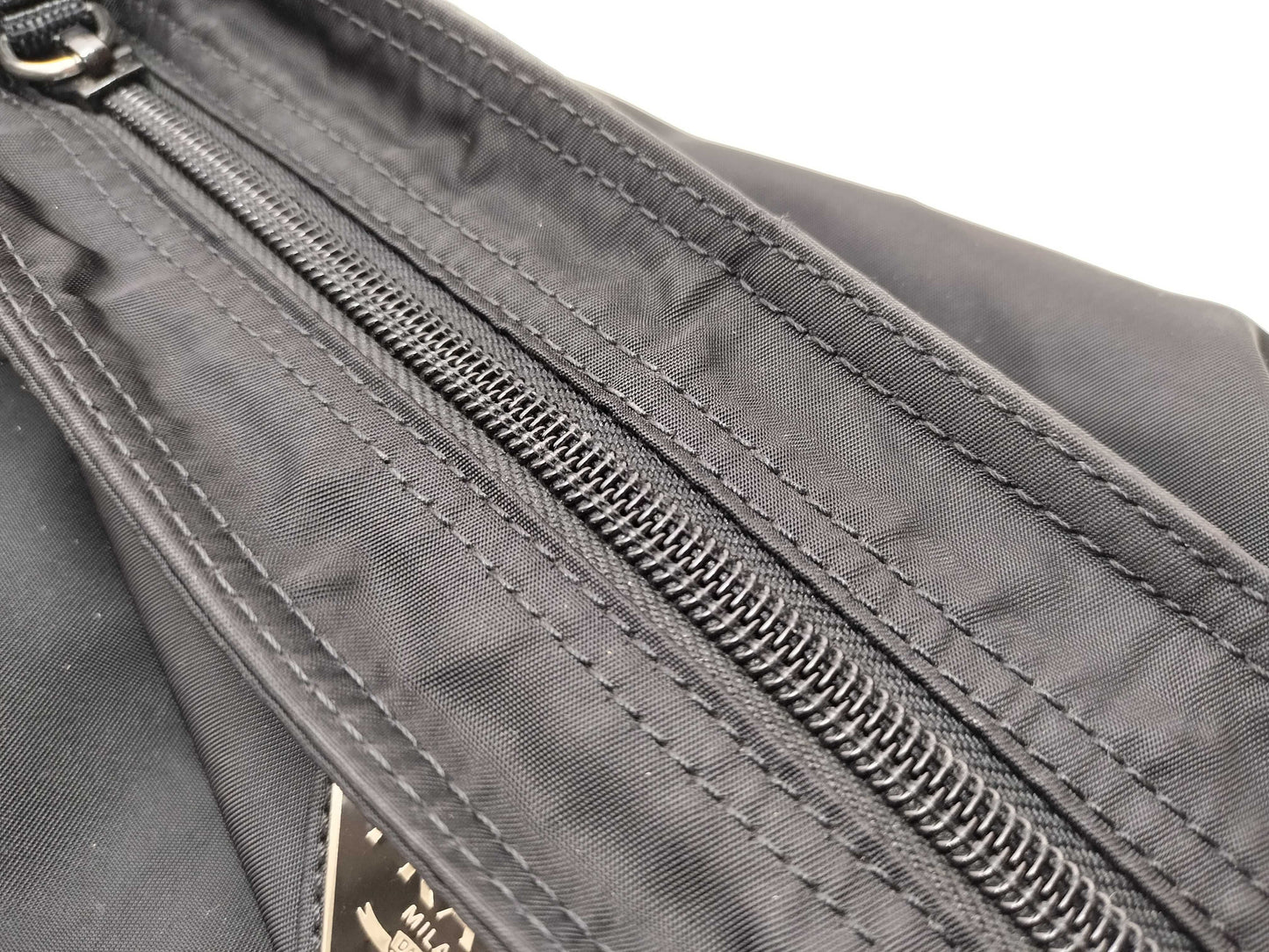 PRADA Nylon Triangle Logo Plate Shoulder Bag