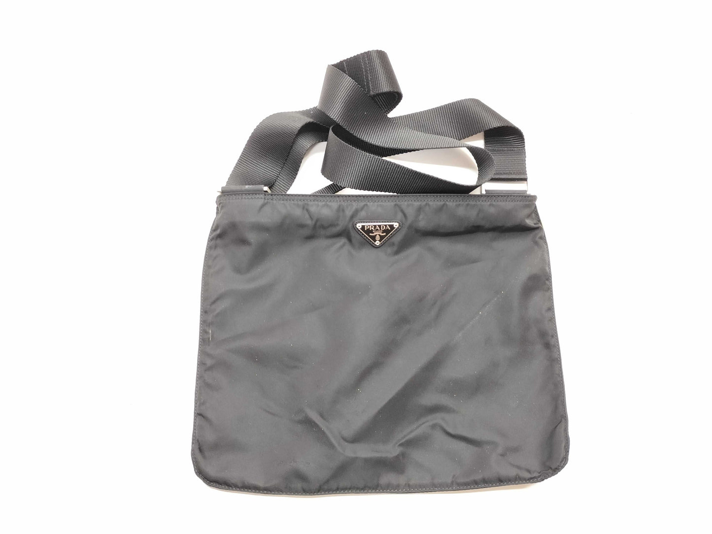 PRADA Nylon Triangle Logo Plate Shoulder Bag