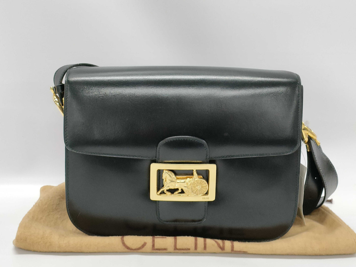 CELINE Carriage Hardware Leather Shoulder Bag