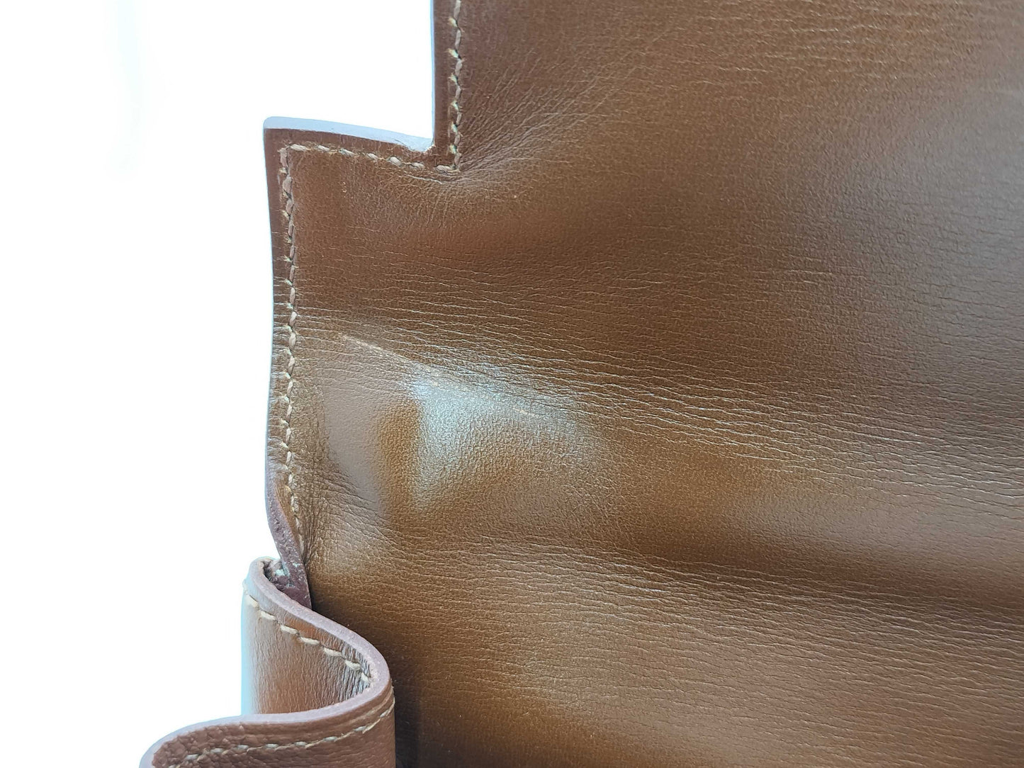 HERMES Kelly 32 Box Calf Leather Brown with Gold Hardware □G Handbag