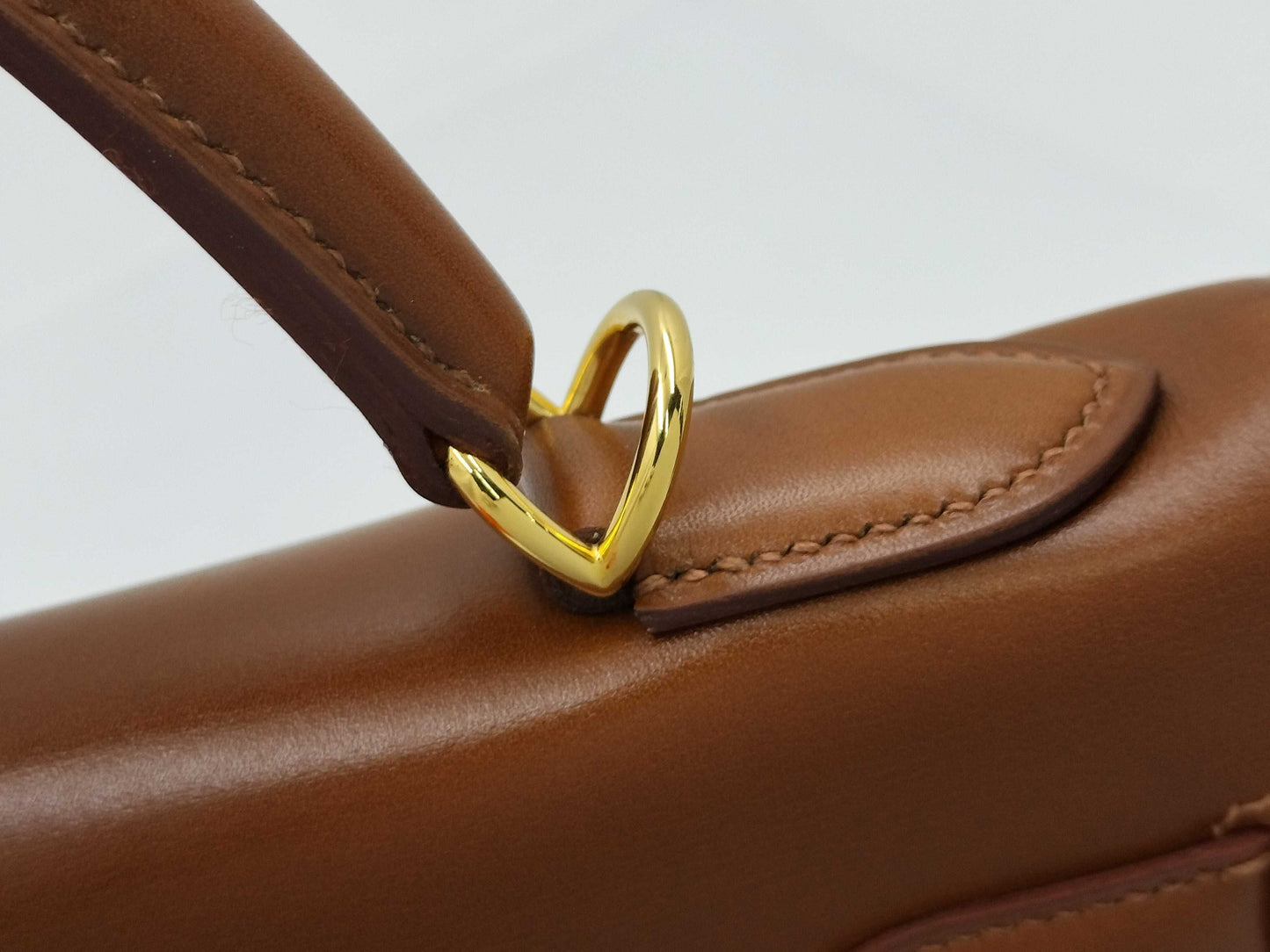 HERMES Kelly 32 Box Calf Leather Brown with Gold Hardware □G Handbag