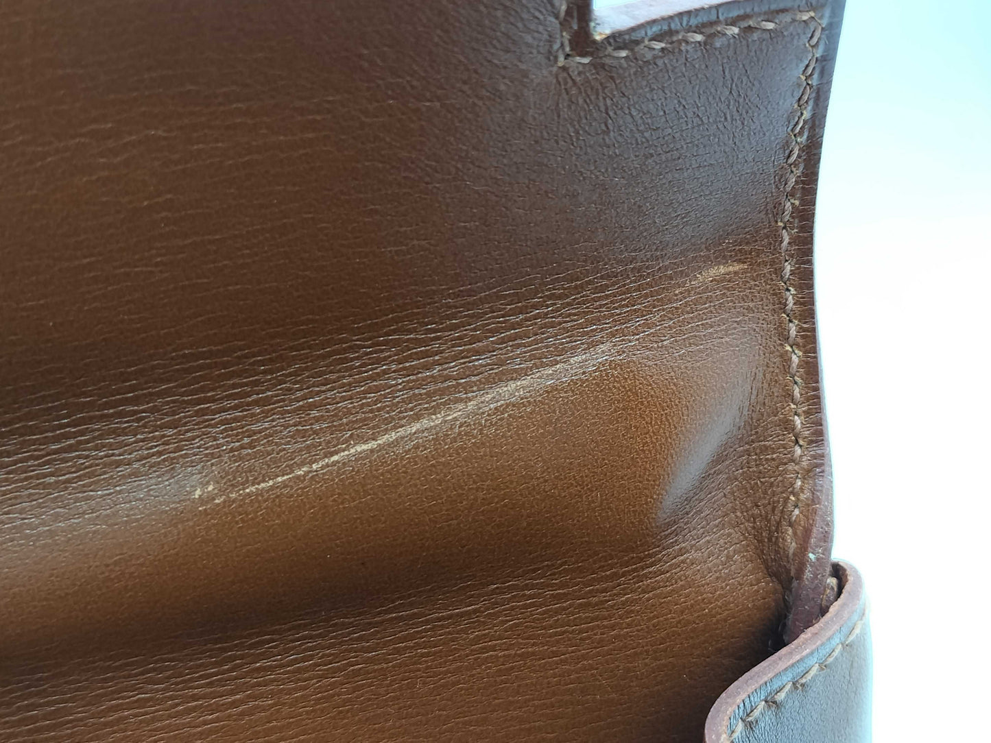 HERMES Kelly 32 Box Calf Leather Brown with Gold Hardware □G Handbag