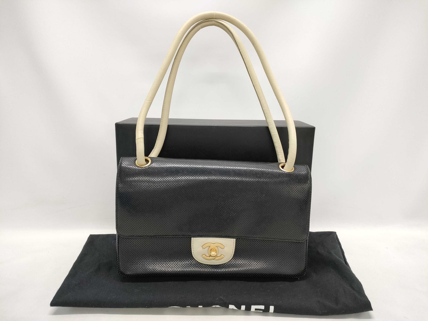 CHANEL Perforated Coco Turnlock One-Shoulder Shoulder Bag