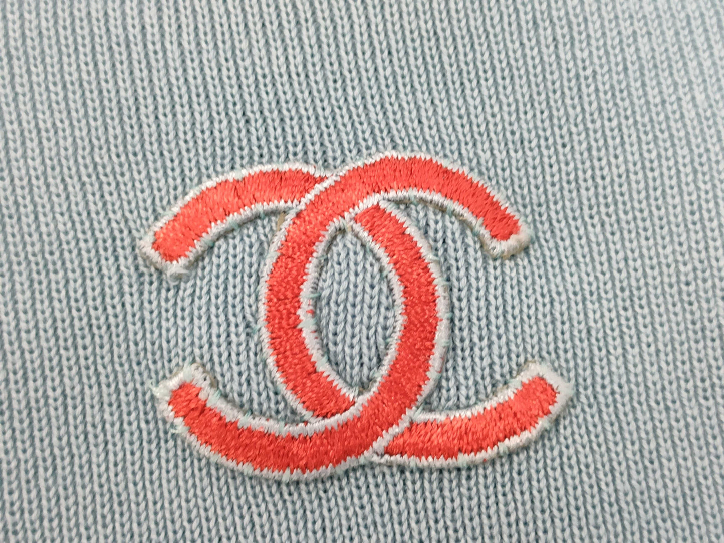 CHANEL Short Sleeve Knit Top with Coco Mark, Size 38