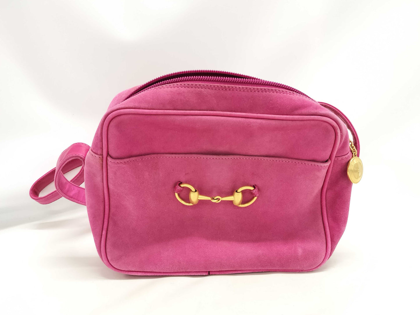 GUCCI 007-3444-0221 Suede Shoulder Bag Pink