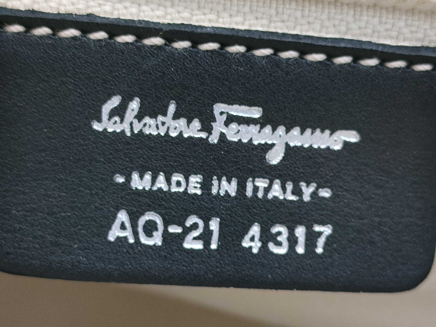 Salvatore Ferragamo Gancini Canvas and Leather Handbag