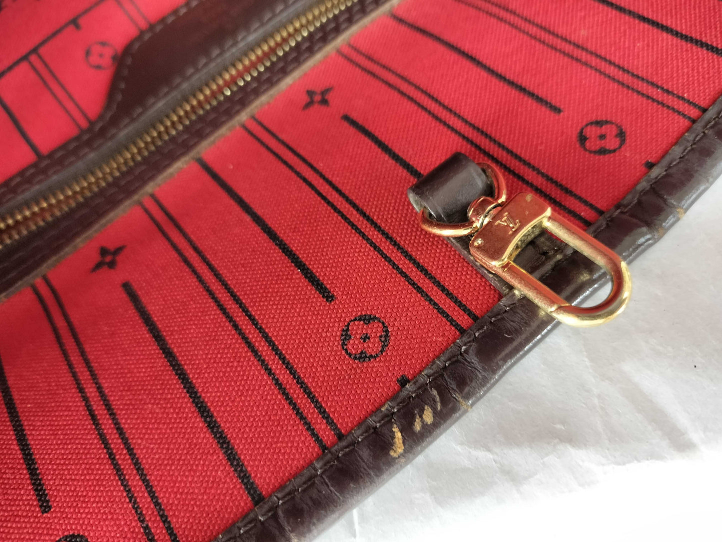 LOUIS VUITTON AR0058 Damier N51105 Neverfull MM Old Model Tote Bag
