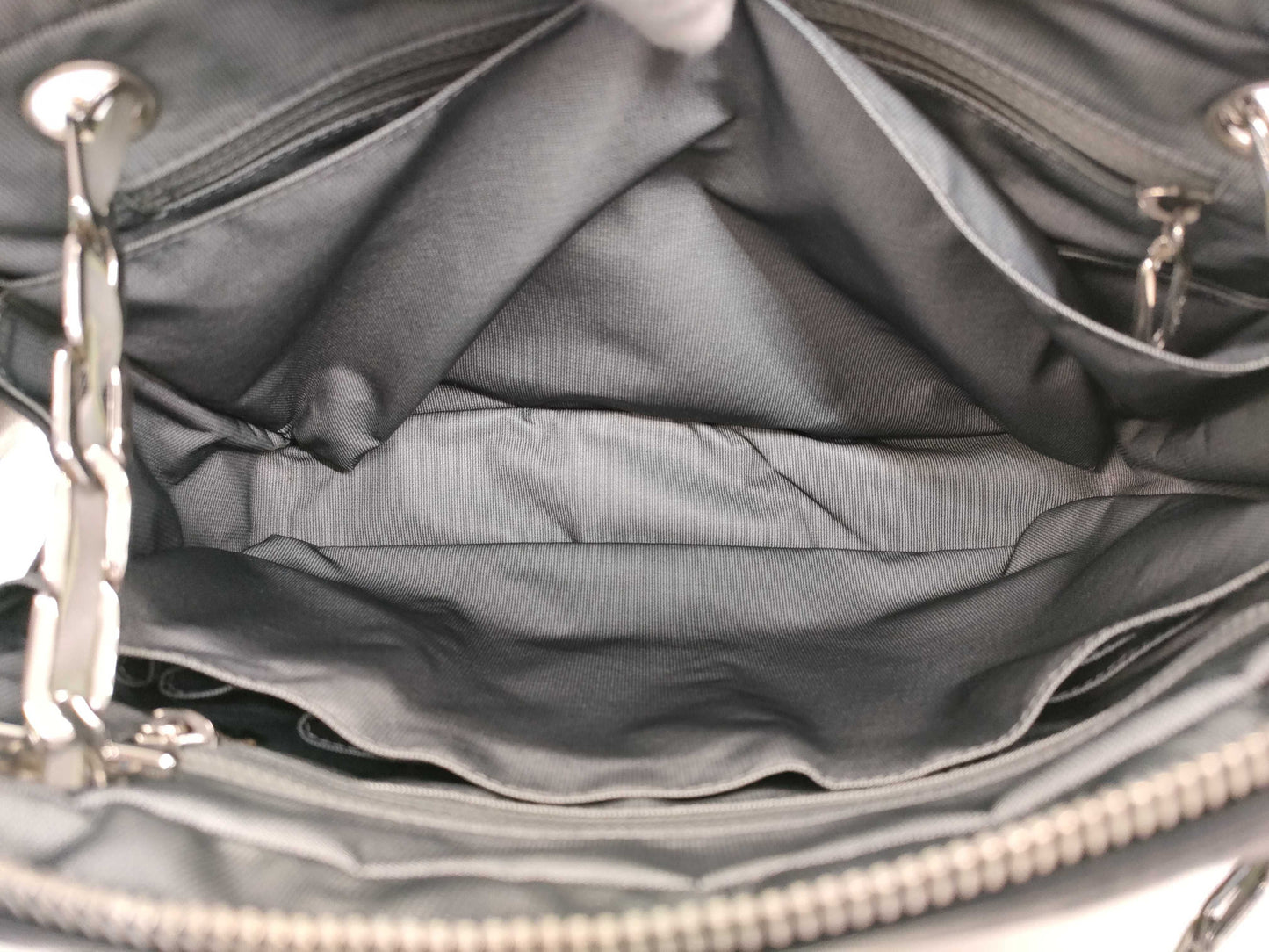 CHANEL Lambskin Mademoiselle Coco Charm Silver Tote Bag
