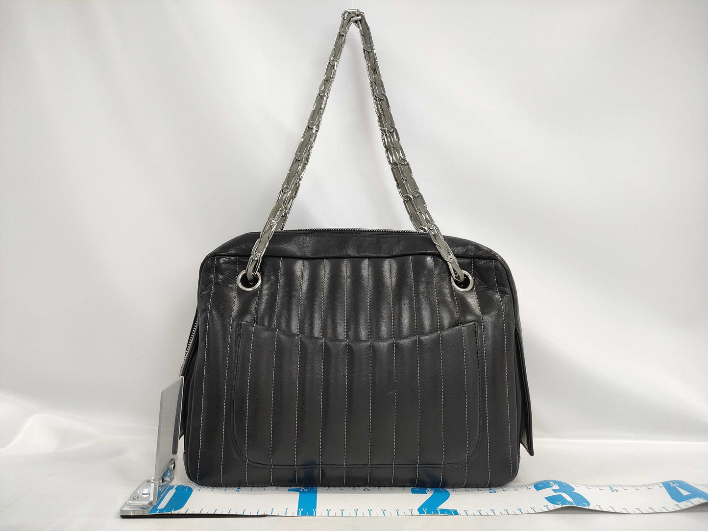CHANEL Lambskin Mademoiselle Coco Charm Silver Tote Bag