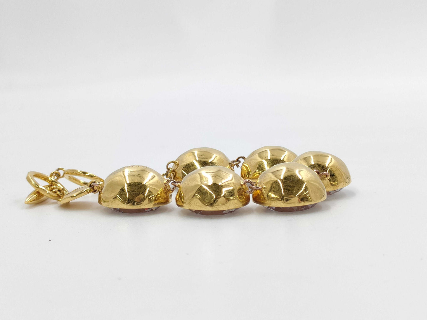 LOEWE Gold Bracelet with Rhinestones / T-Bar / One Ring Broken Bracelet/Bangle