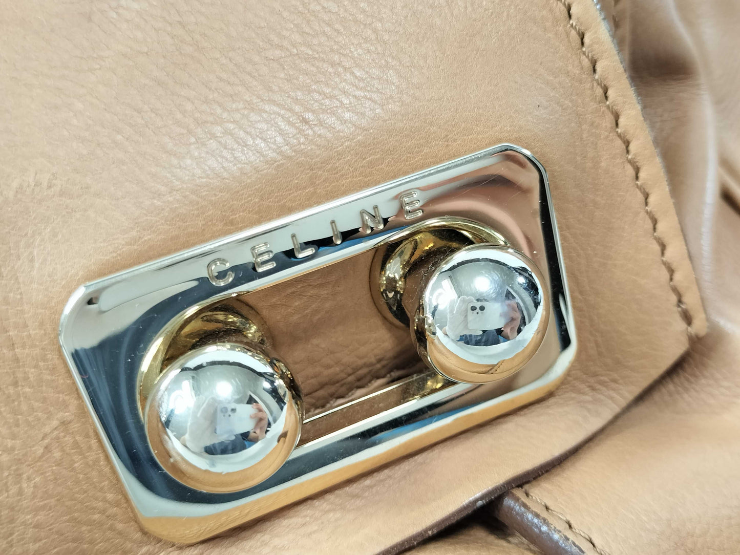 CELINE Leather 2-Way Beige Handbag