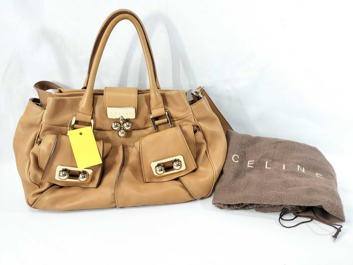 CELINE Leather 2-Way Beige Handbag