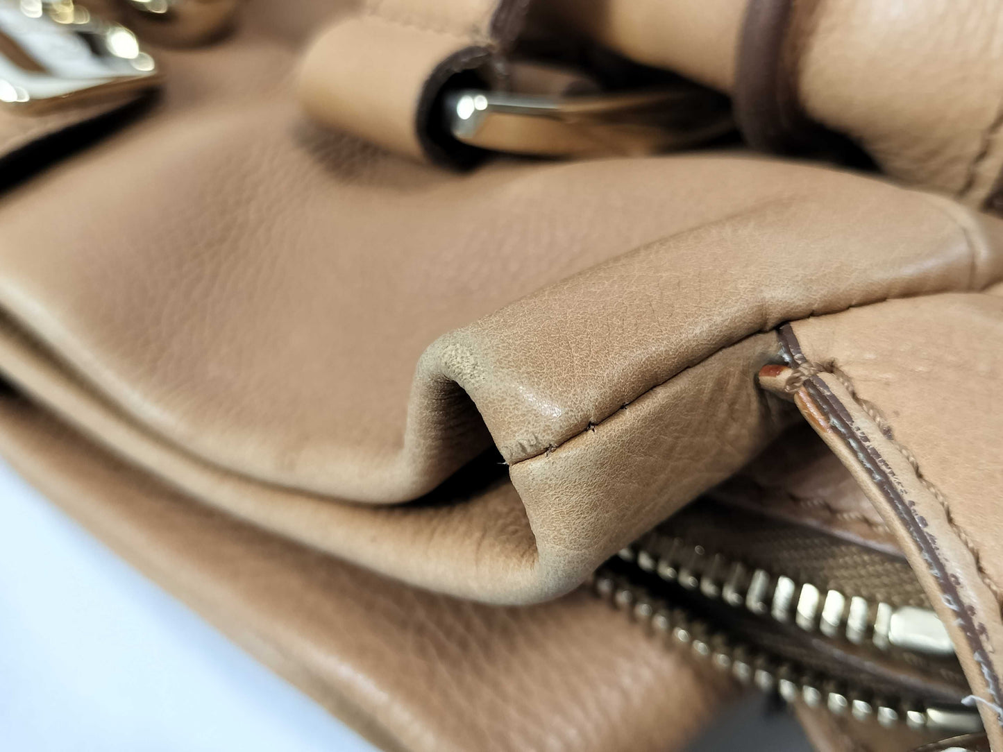 CELINE Leather 2-Way Beige Handbag