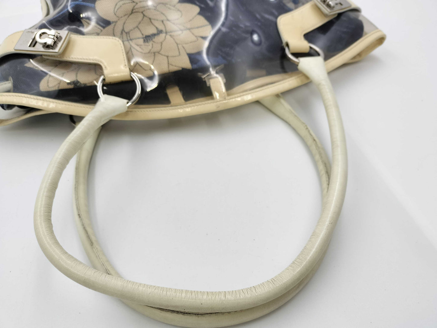 Salvatore Ferragamo Gancini Clear/Enamel Tote Bag with Gancini Hardware