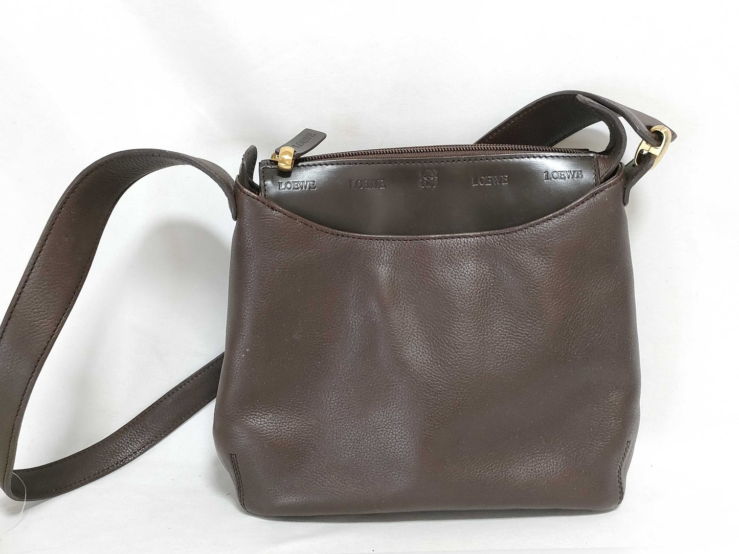 LOEWE Leather One-Shoulder Logo Shoulder Bag