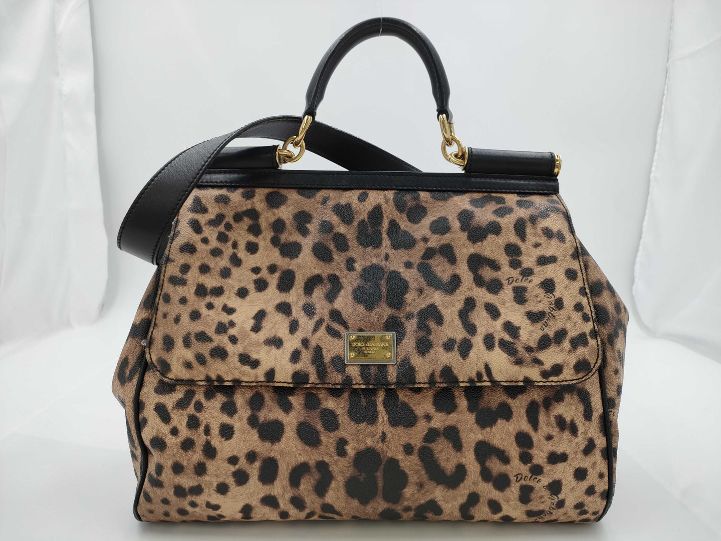 DOLCE & GABBANA Sicily Leopard Print 2-Way Handbag