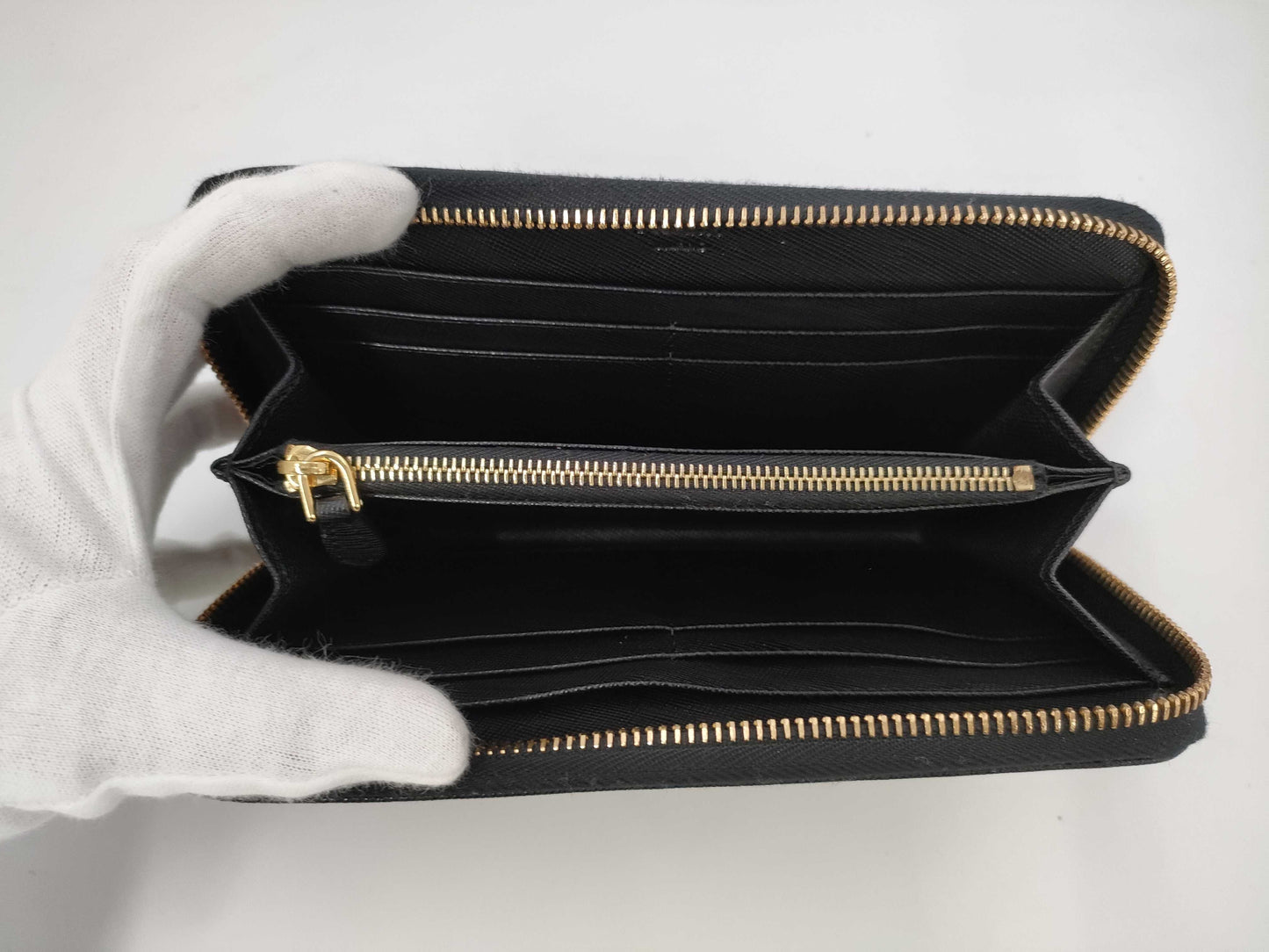 PRADA Saffiano Logo Long Wallet Black Wallet