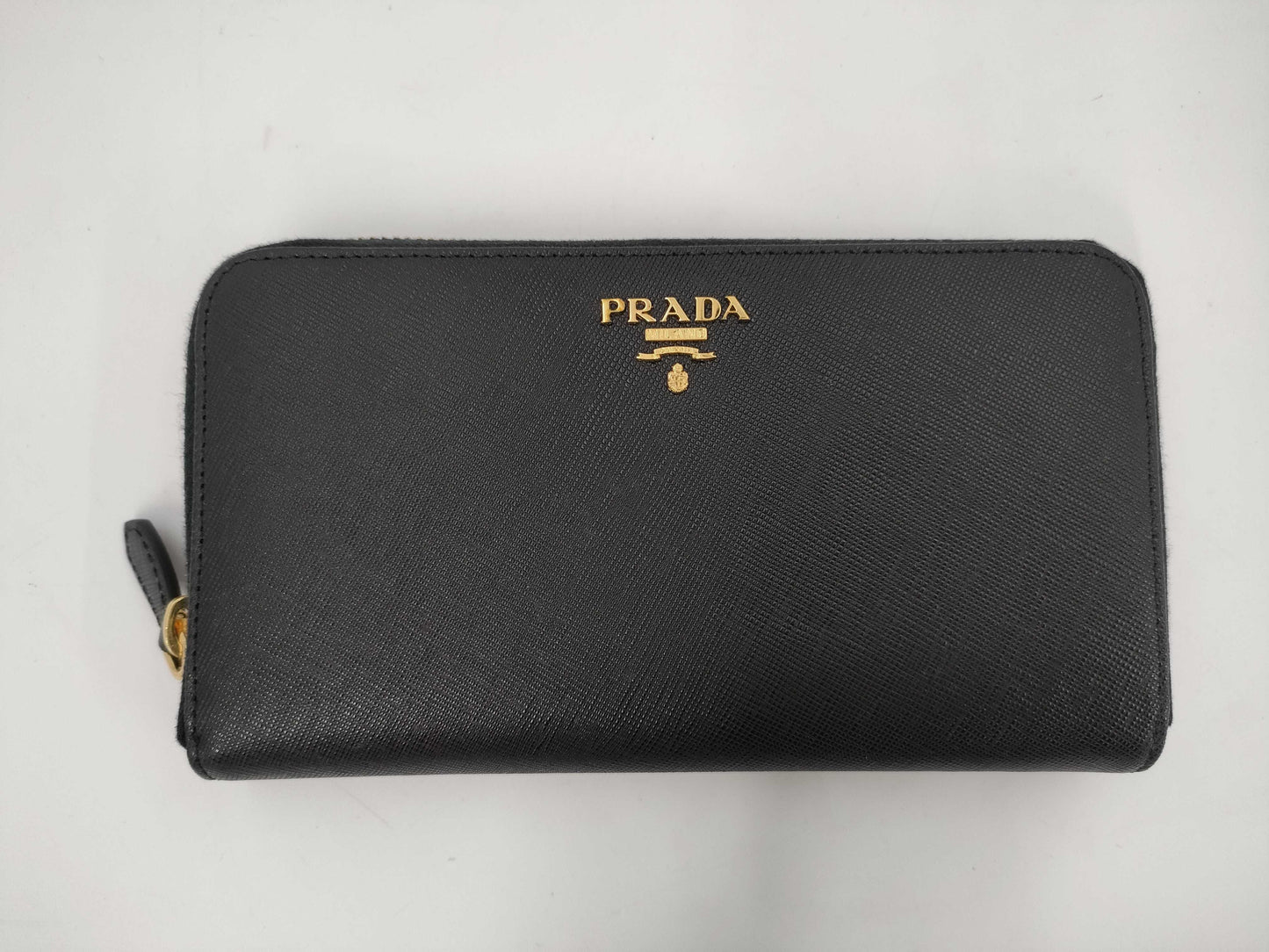 PRADA Saffiano Logo Long Wallet Black Wallet
