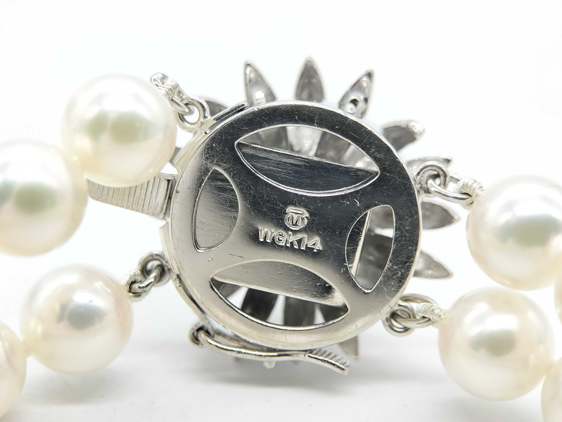 MIKIMOTO Akoya Pearl Diameter Approx. 7.0mm-7.5mm Sapphire Duplex K14WG 31.7g Bracelet Bangle