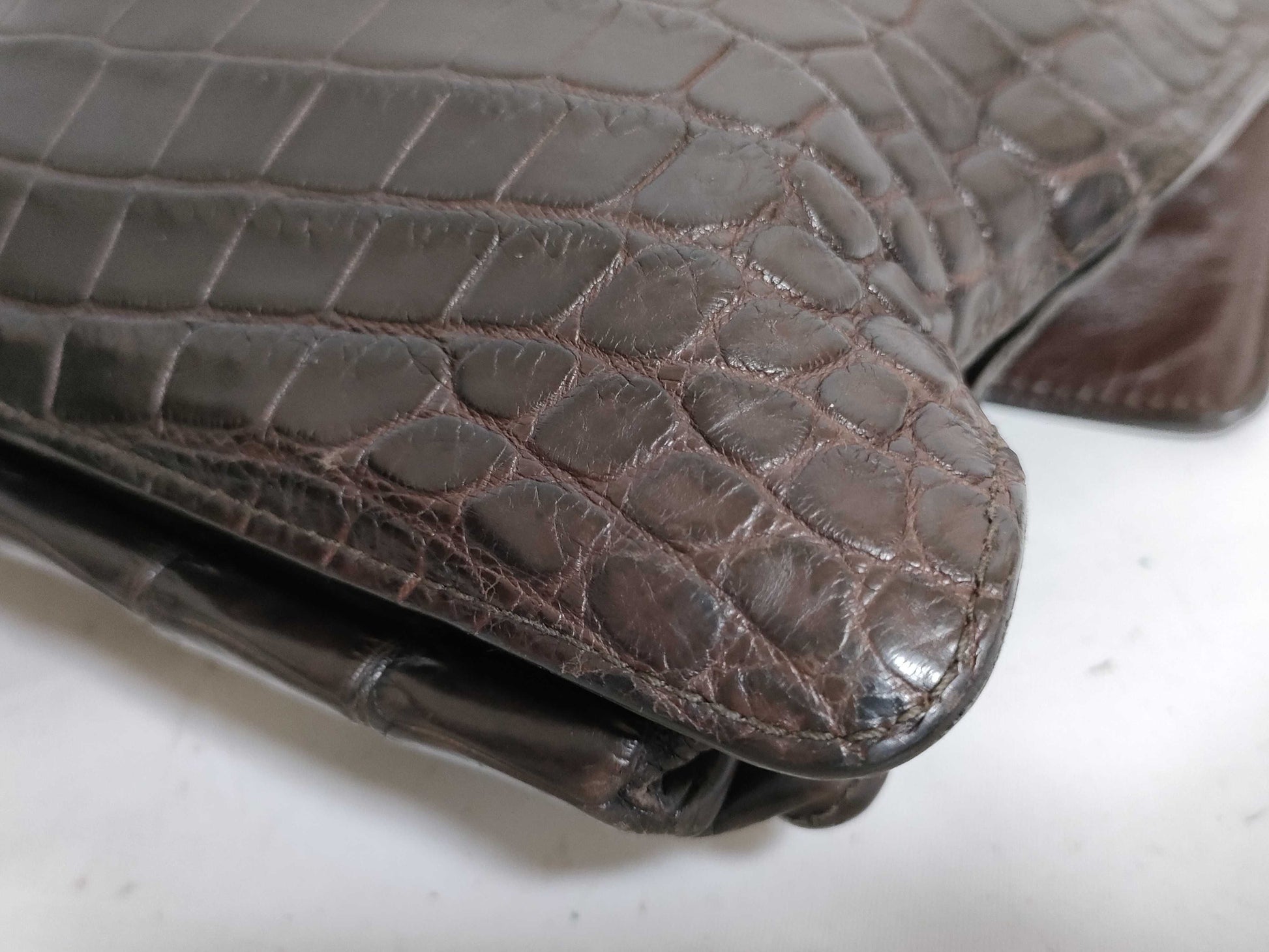 BOTTEGA VENETA Intrecciato Matte Croco Clutch Bag