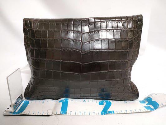 BOTTEGA VENETA Intrecciato Matte Croco Clutch Bag