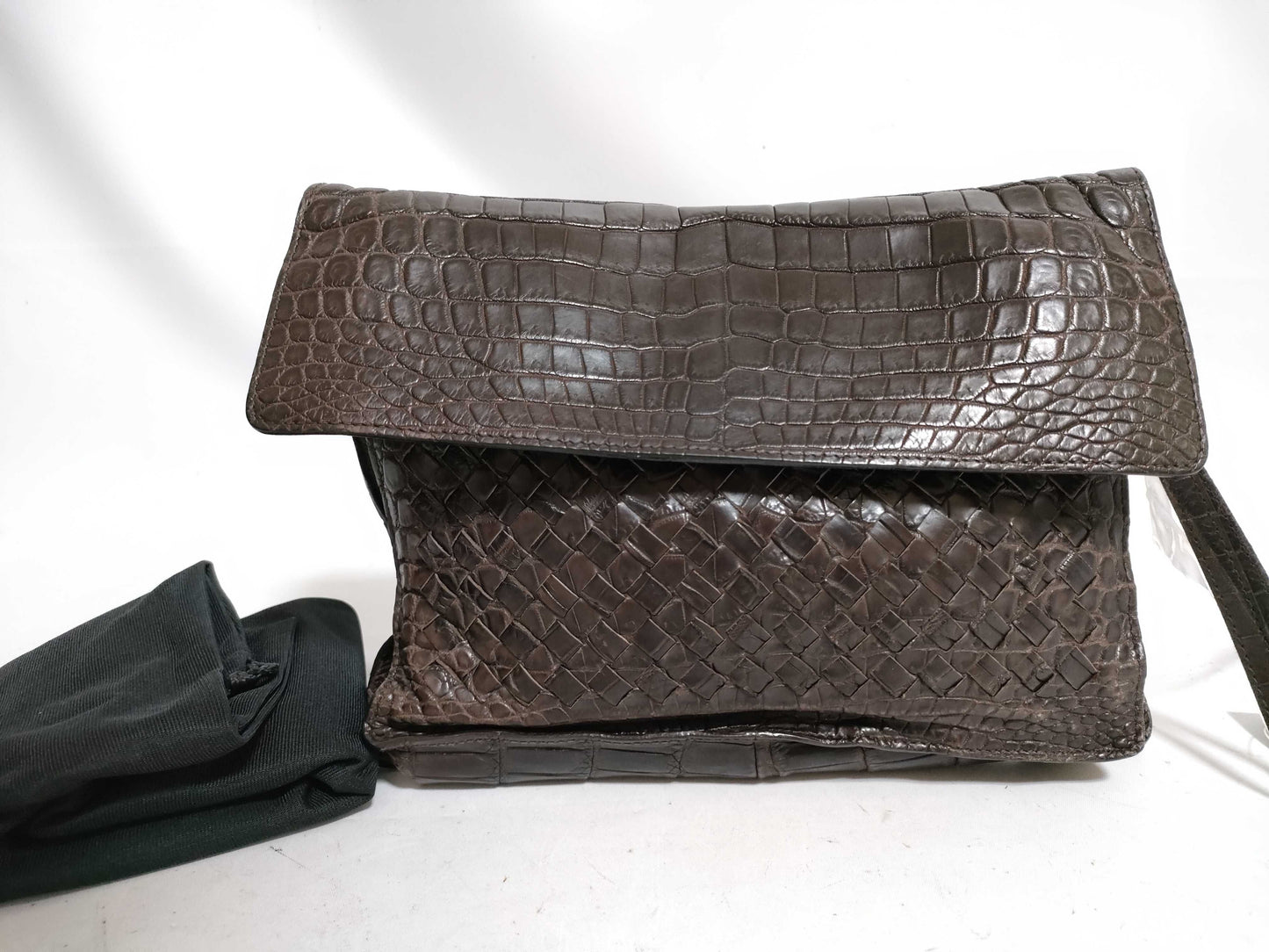 BOTTEGA VENETA Intrecciato Matte Croco Clutch Bag