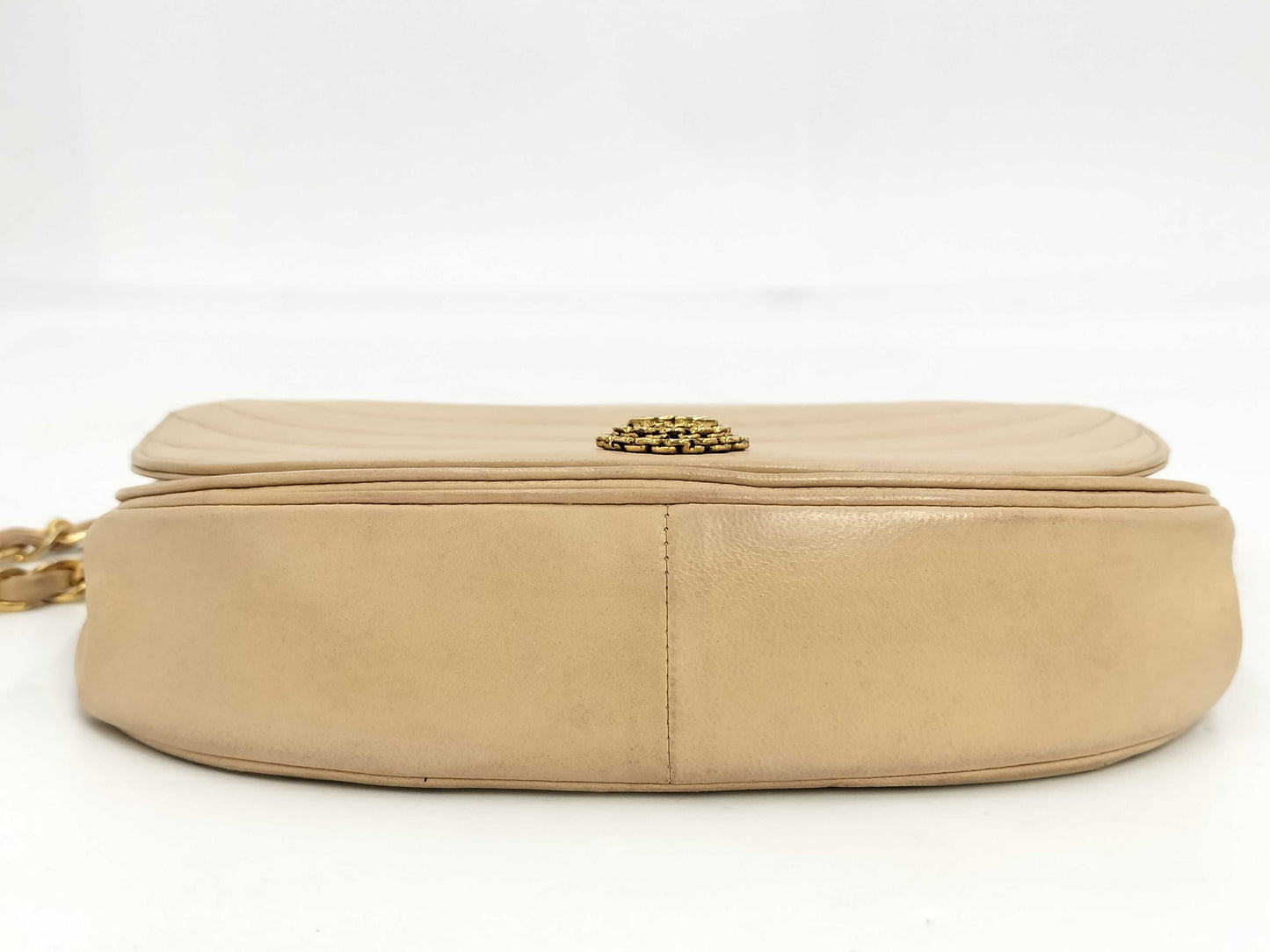CHANEL Lambskin @Single Chain Shoulder Bag Brown