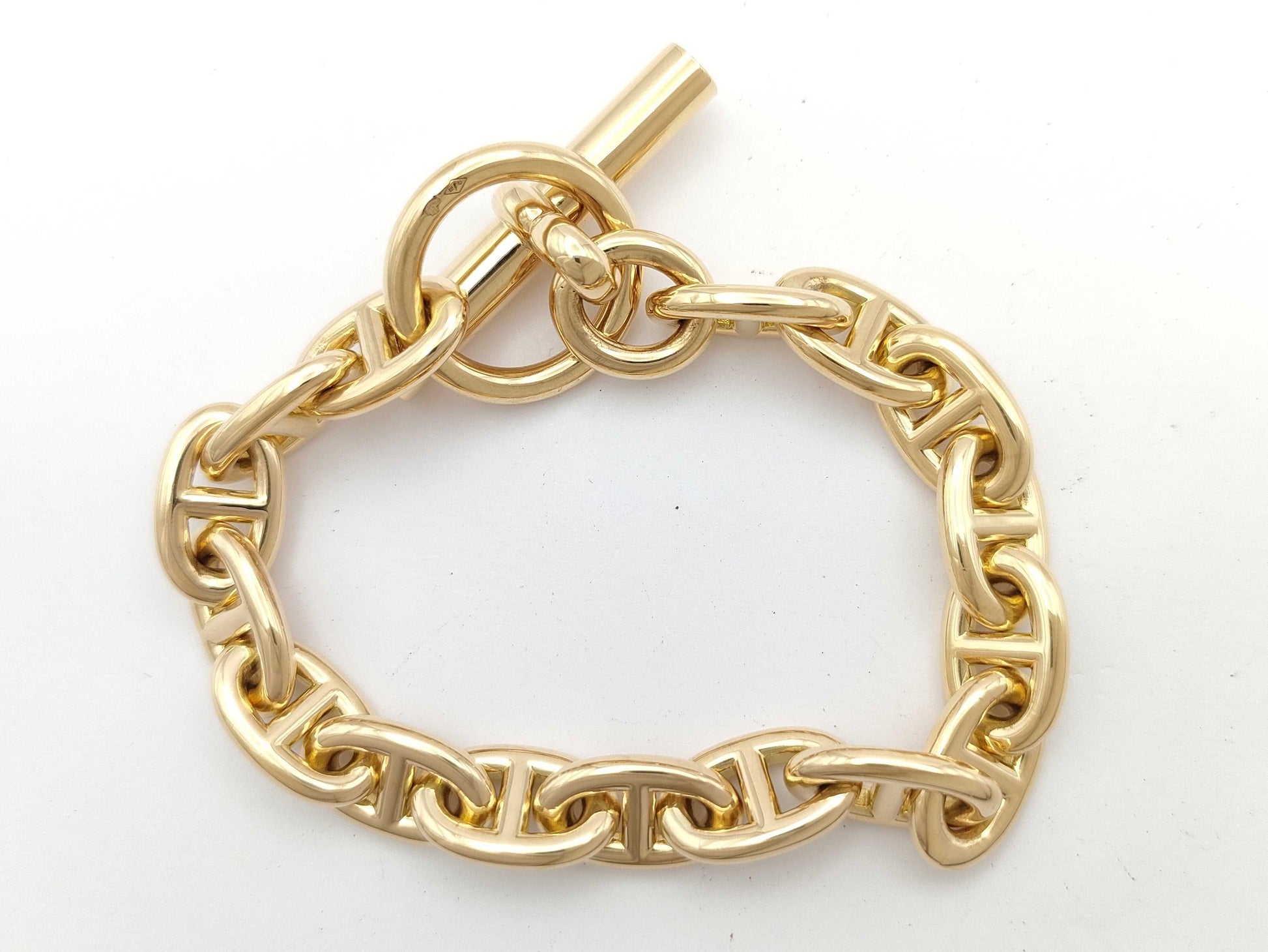 HERMES Chene Dunkle PM 16 Frames YG Au750 51.5g Bracelet & Bangle