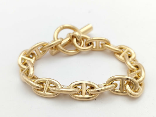 HERMES Chene Dunkle PM 16 Frames YG Au750 51.5g Bracelet & Bangle