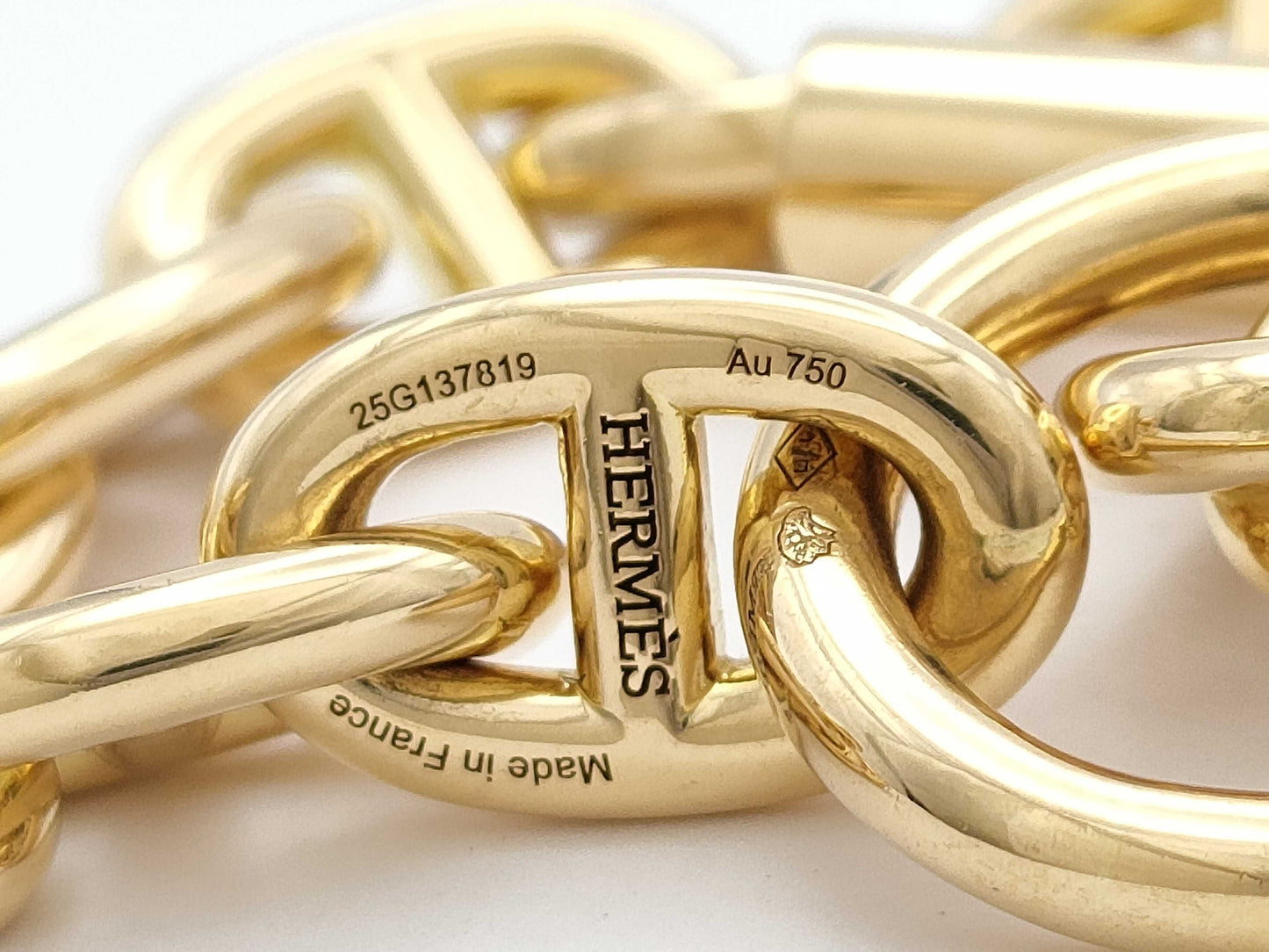 HERMES Chene Dunkle PM 16 Frames YG Au750 51.5g Bracelet & Bangle