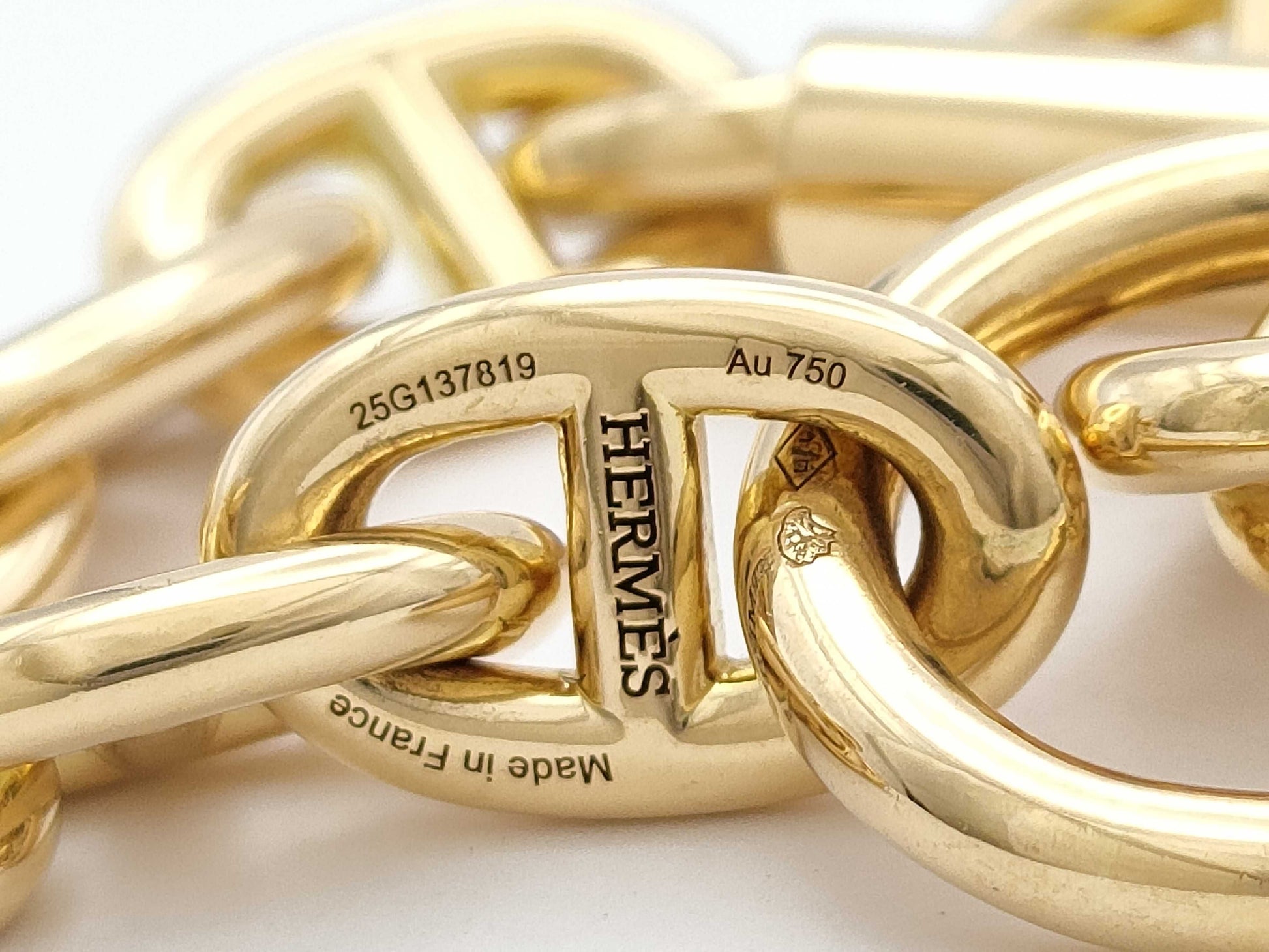 HERMES Chene Dunkle PM 16 Frames YG Au750 51.5g Bracelet & Bangle