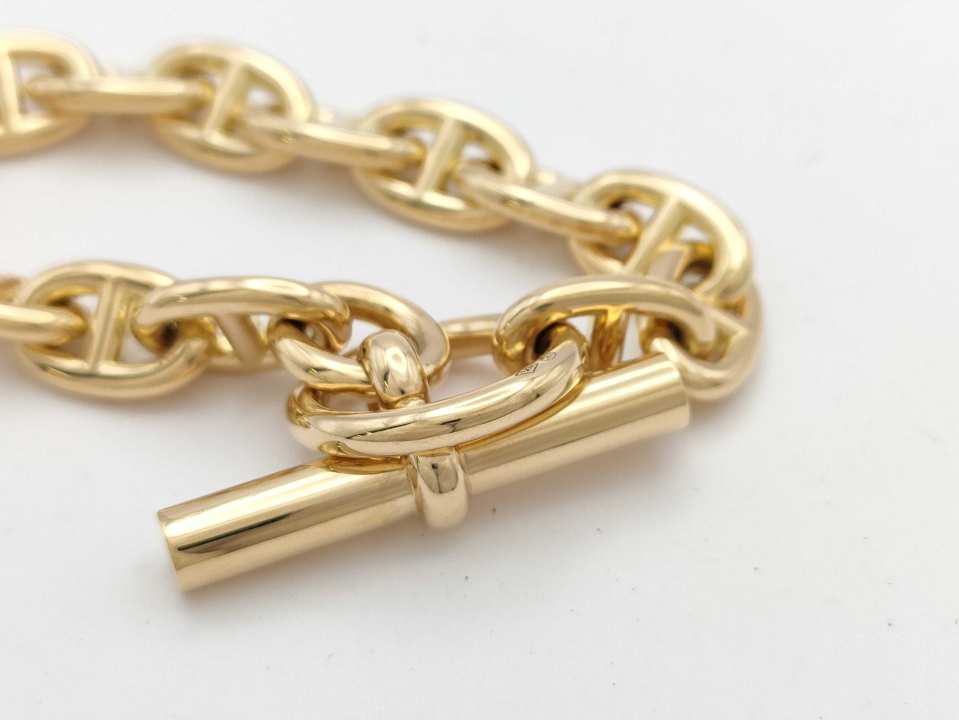 HERMES Chene Dunkle PM 16 Frames YG Au750 51.5g Bracelet & Bangle