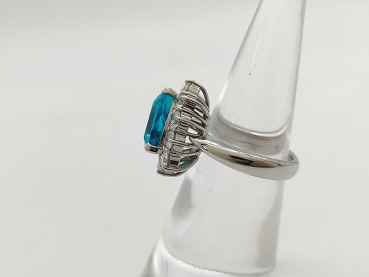 Paraiba Tourmaline 3.233ct D1.226ct Pt900 10.2g Ring