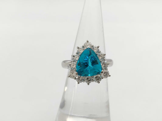 Paraiba Tourmaline 3.233ct D1.226ct Pt900 10.2g Ring