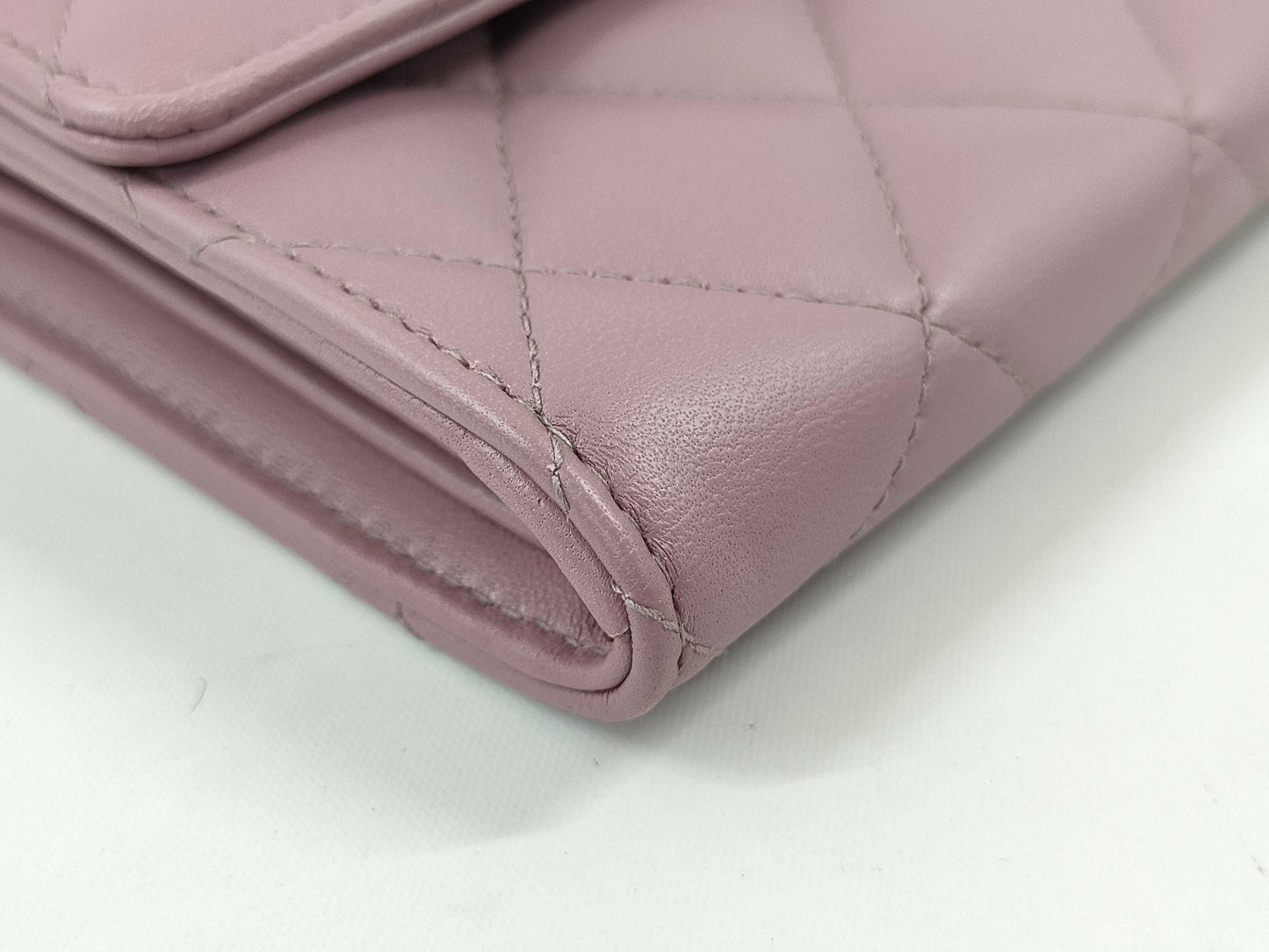 CHANEL Calfskin Long Wallet Purple Wallet
