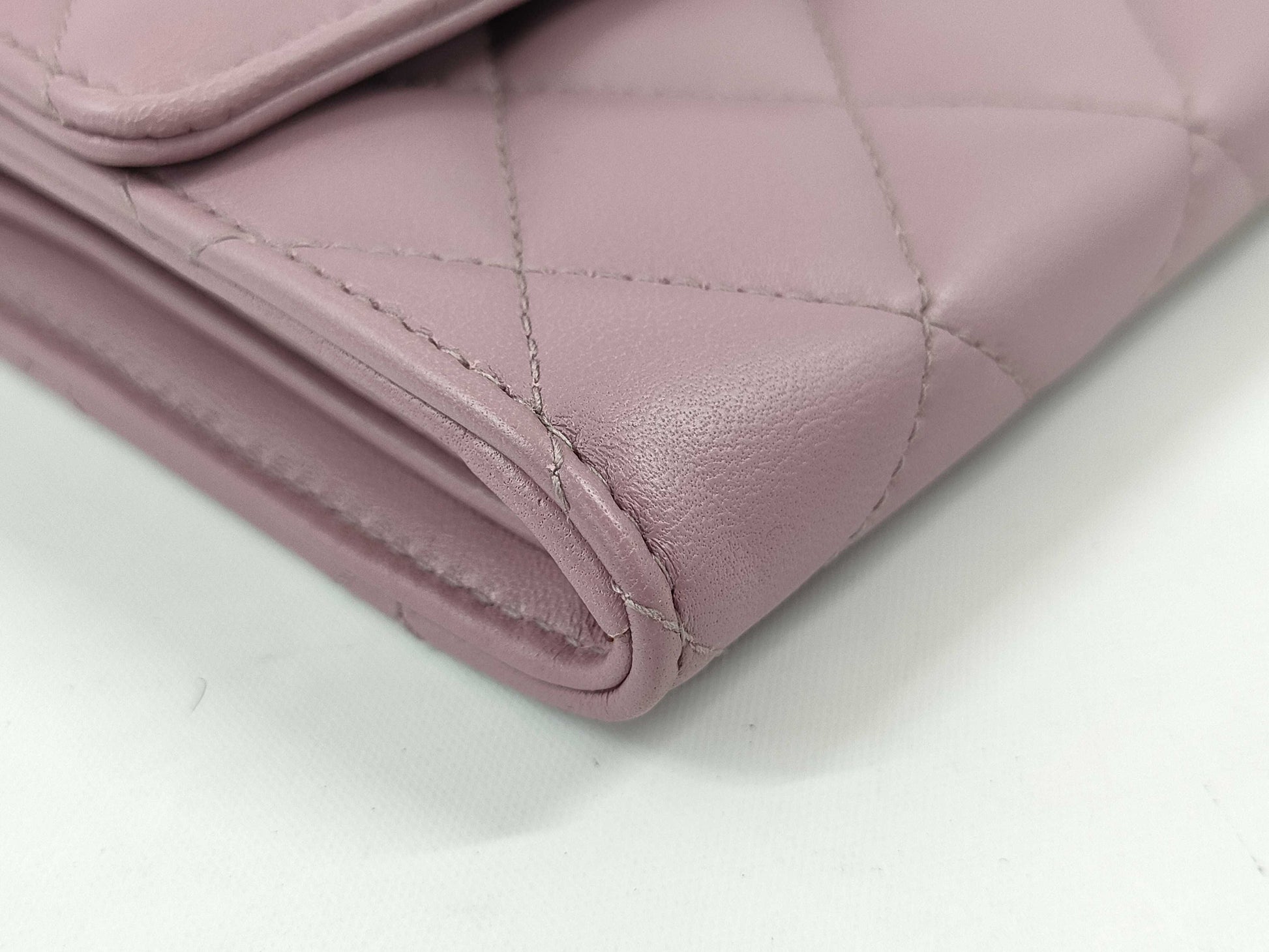 CHANEL Calfskin Long Wallet Purple Wallet